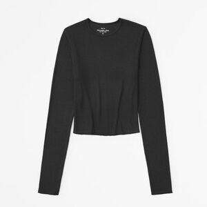 Abercrombie Long-Sleeve Featherweight Rib Cropped Crew Top
